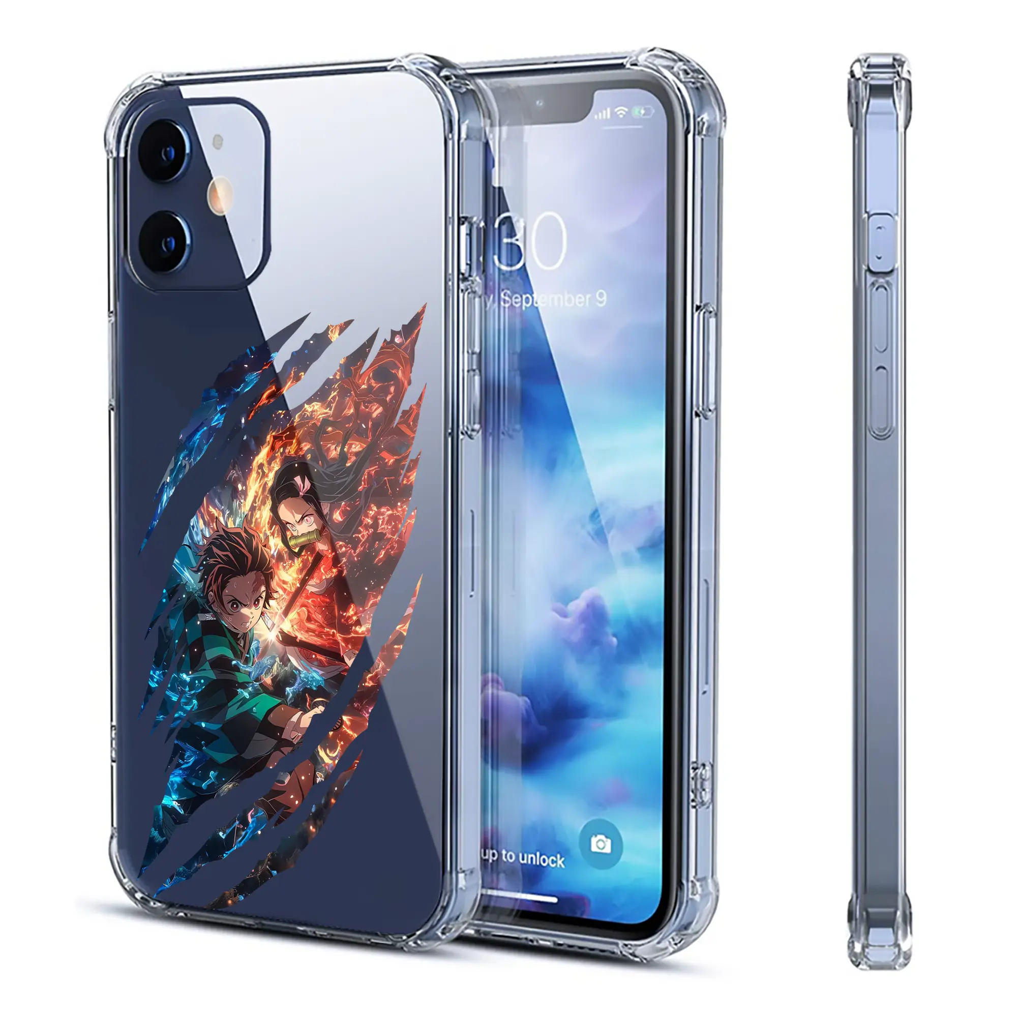 鬼滅の刃 グッズ,竈門 炭治郎 - IPhone 12シリーズ対応 ・ 透明スマホケース ・ クリアソフトケース ・ TPU素材 ・ 耐衝撃 ・ 高密着 ・ 防汚 防指紋 ・ 簡単着脱